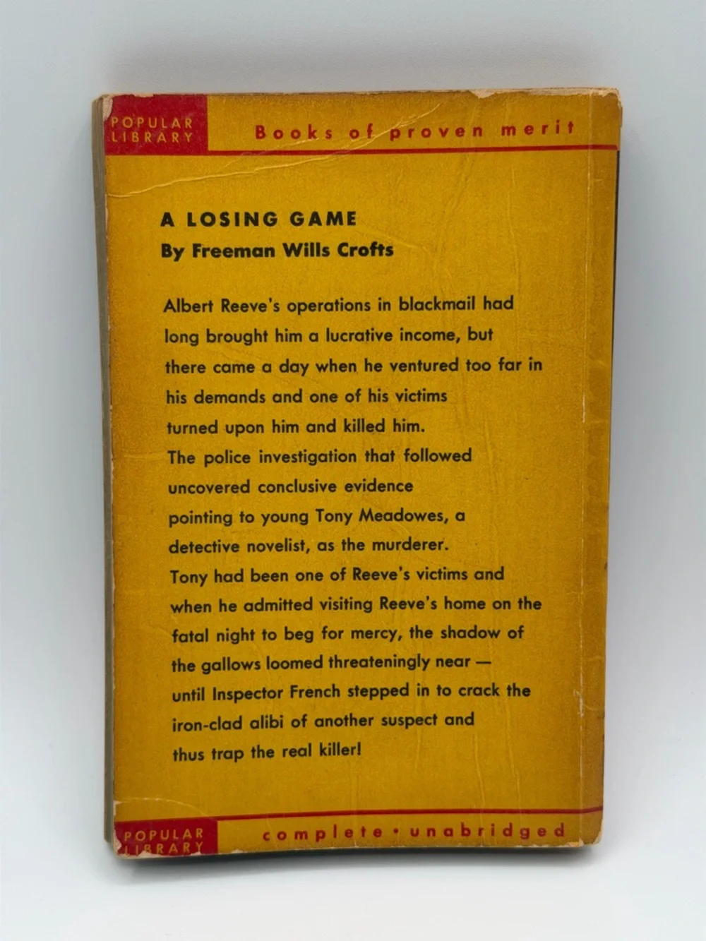A Losing Game by Freeman Wills Crofts (1941, Paperback Book)